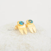 Blue Copper Turquoise Stud Earrings - Gemstone Studs - 5x7mm Oval - Sterling Silver - Elegant Jewelry - Jewelry For Lover